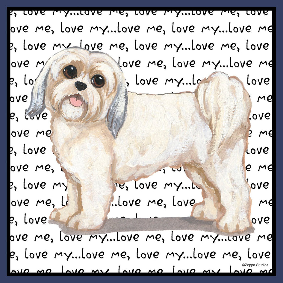 Short Haired Lhasa Apso Love Text - Adult Unisex T-Shirt
