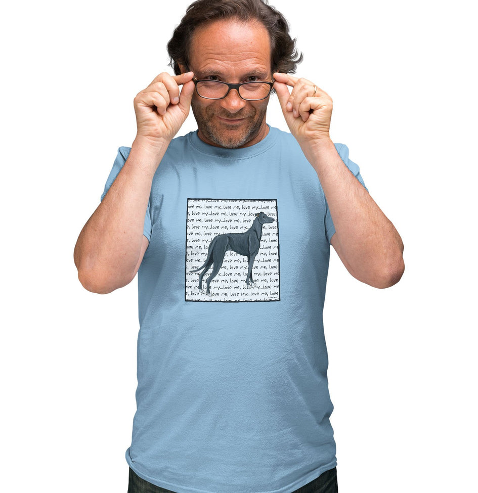Black Greyhound Love Text - Adult Unisex T-Shirt