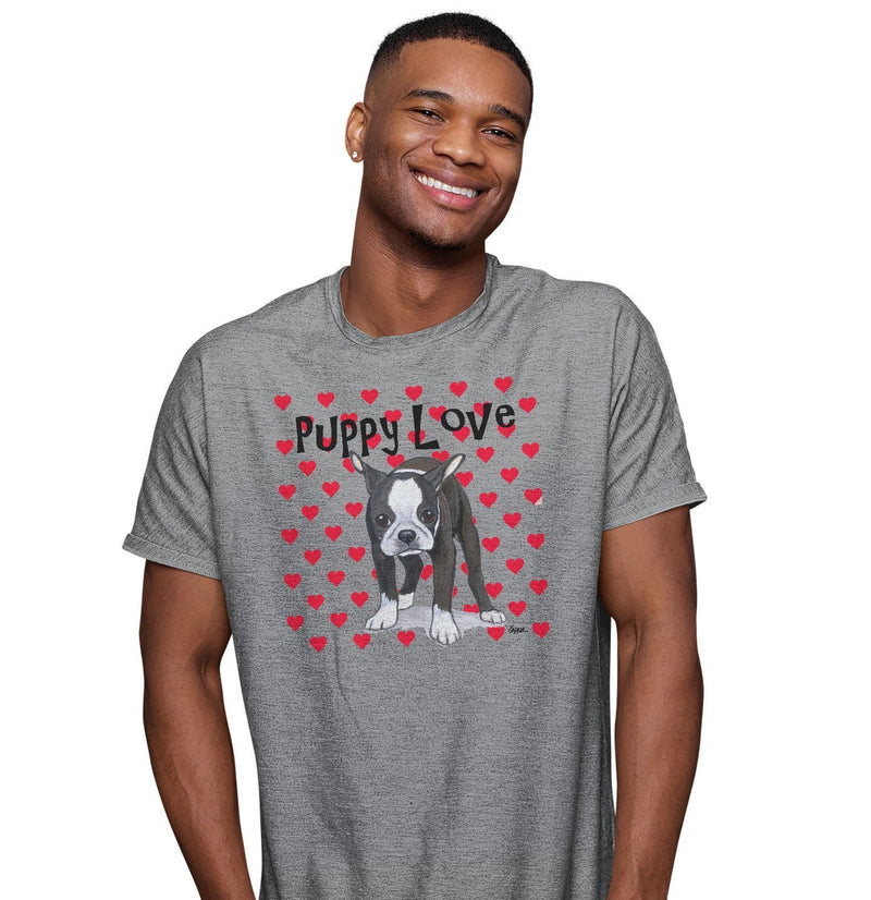 Boston Terrier Puppy Love - Adult Unisex T-Shirt