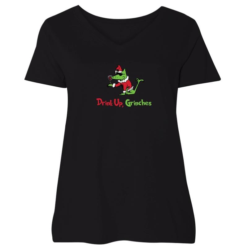 Drink Up, Grinches - Plus V-Neck T-Shirt