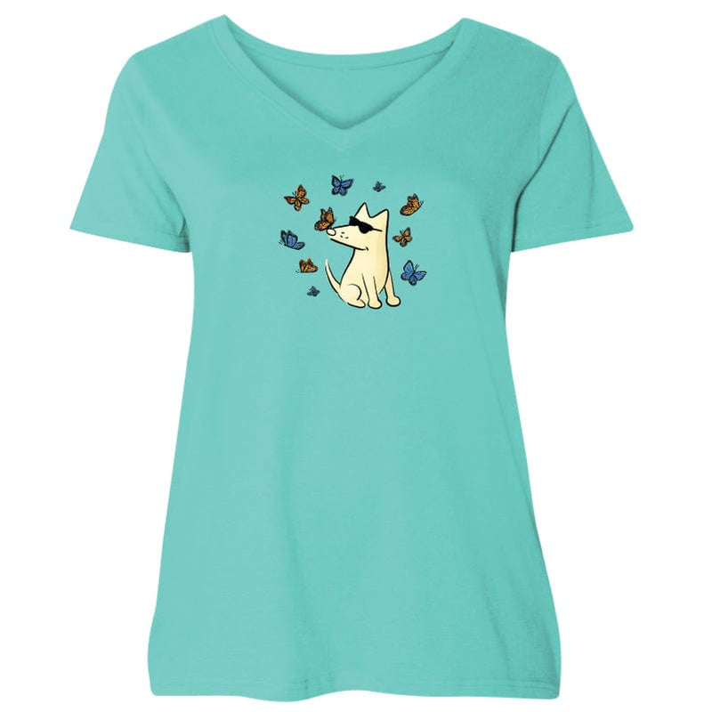 Flutterby - Plus V-Neck T-Shirt