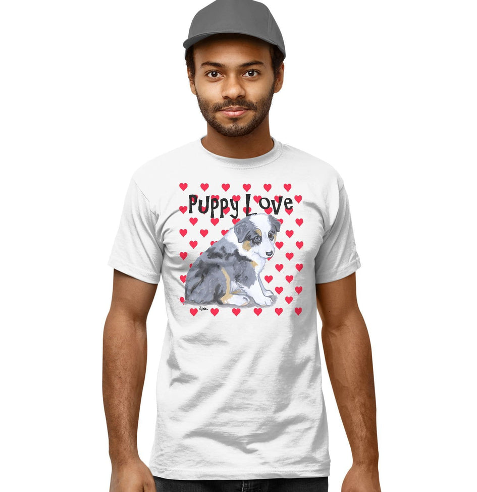 Australian Shepherd Puppy Love - Adult Unisex T-Shirt