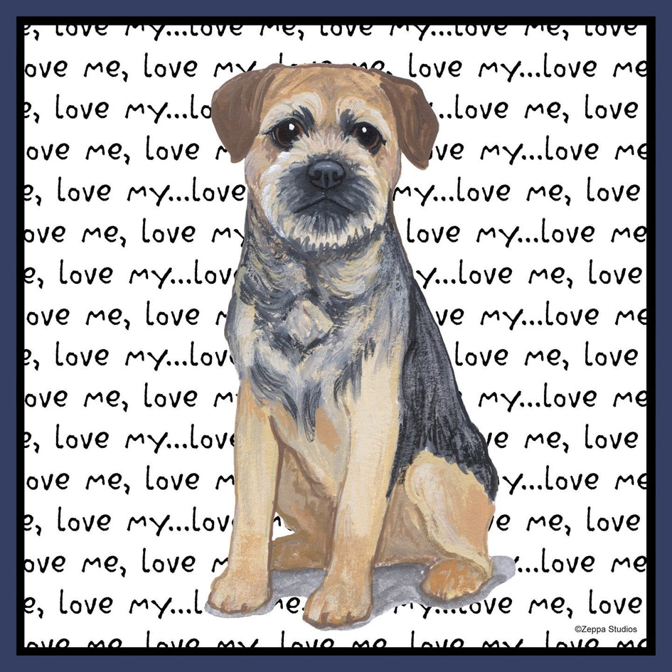 Border Terrier Love Text - Adult Unisex Hoodie Sweatshirt