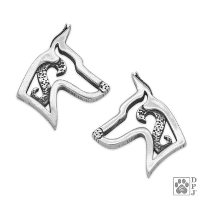 Doberman Pinscher Sterling Silver  Post Earrings