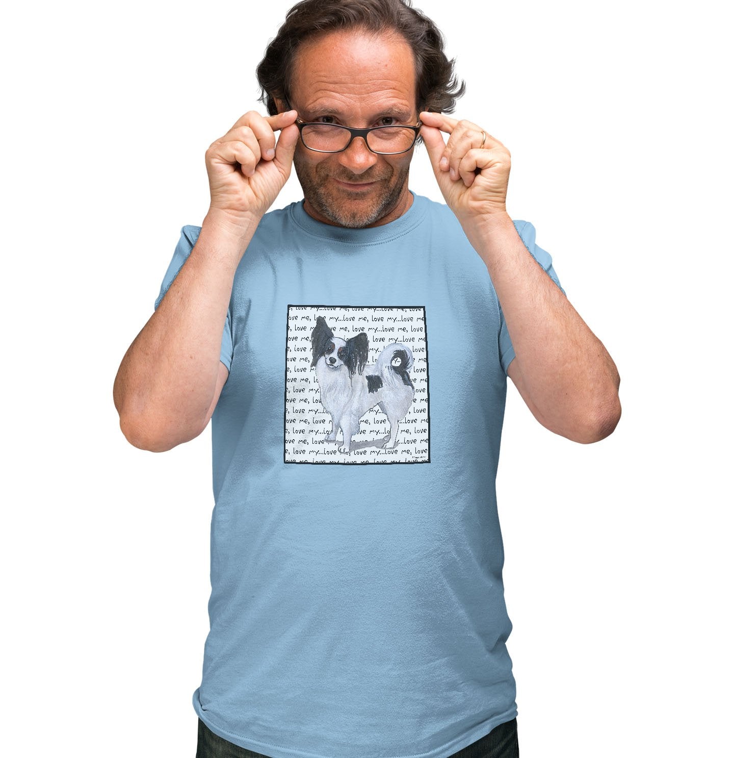 Tri-Color Papillon Love Text - Adult Unisex T-Shirt | AKC Shop