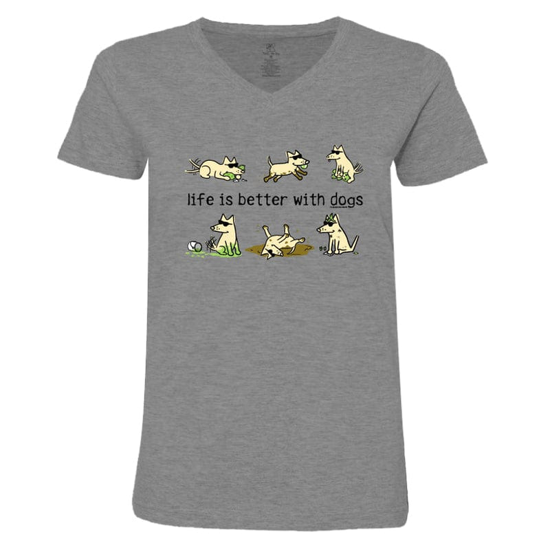 Life Is Better With Dogs - Ladies T-Shirt V-Neck