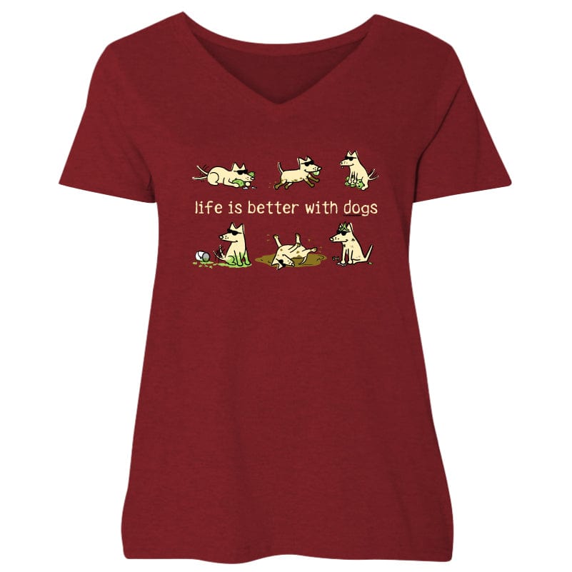 Life Is Better With Dogs - Ladies Plus V-Neck Tee