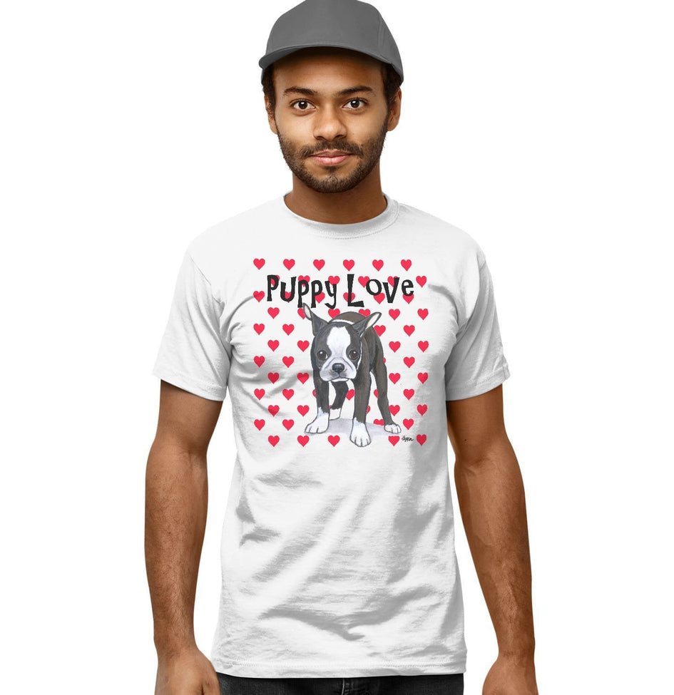 Boston Terrier Puppy Love - Adult Unisex T-Shirt