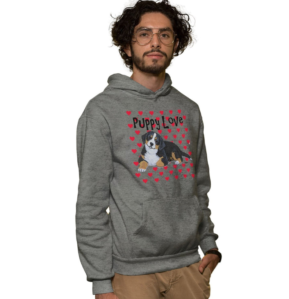 Bernese Mountain Dog Puppy Love - Adult Unisex Hoodie Sweatshirt