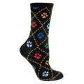 Animal Pride - Colorful Dog Paws on Black - Adult Cotton Crew Socks