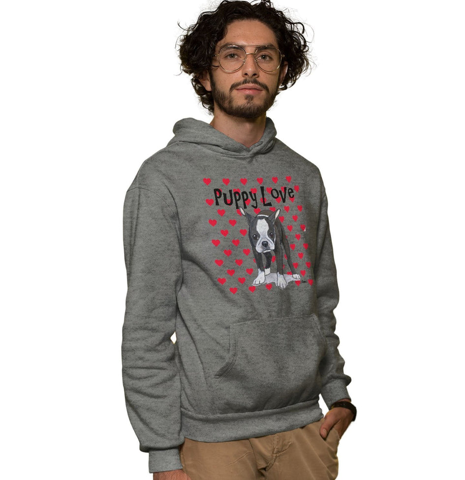 Boston Terrier Puppy Love - Adult Unisex Hoodie Sweatshirt