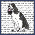 Black and White English Springer Spaniel Love Text - Adult Unisex T-Shirt