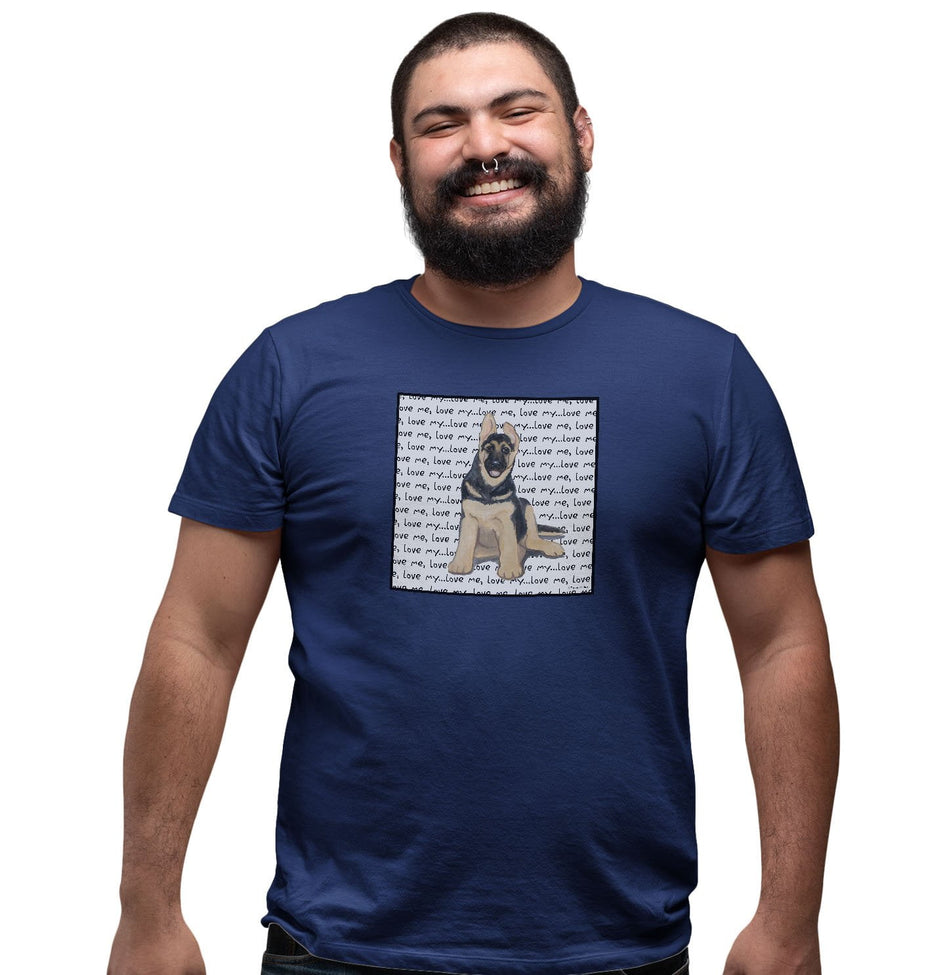 German Shepherd Puppy Love Text - Adult Unisex T-Shirt
