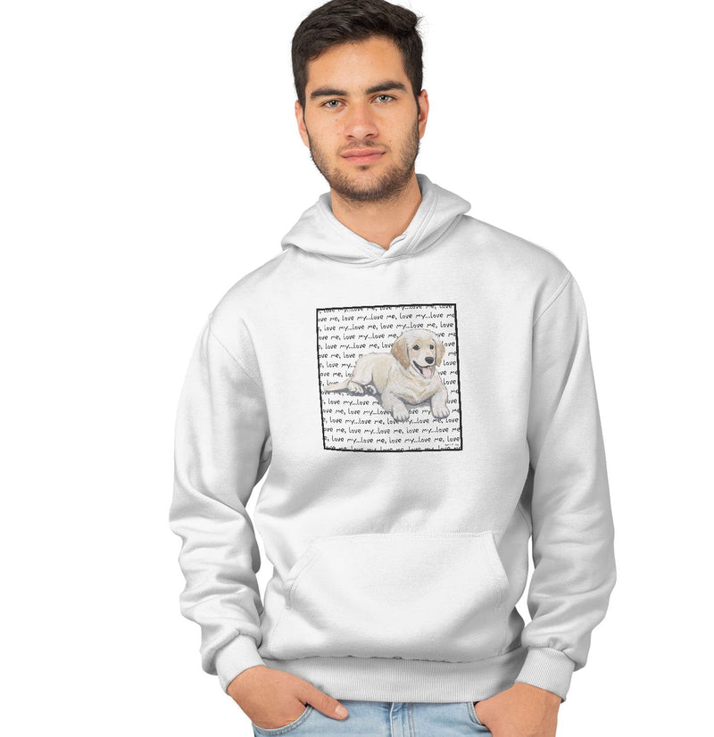 Golden Retriever Puppy Love Text - Adult Unisex Hoodie Sweatshirt