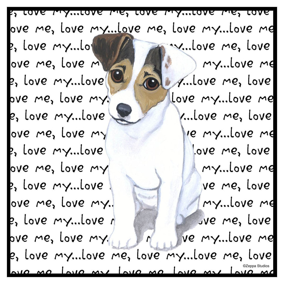 Jack Russell Puppy Love Text - Adult Unisex T-Shirt