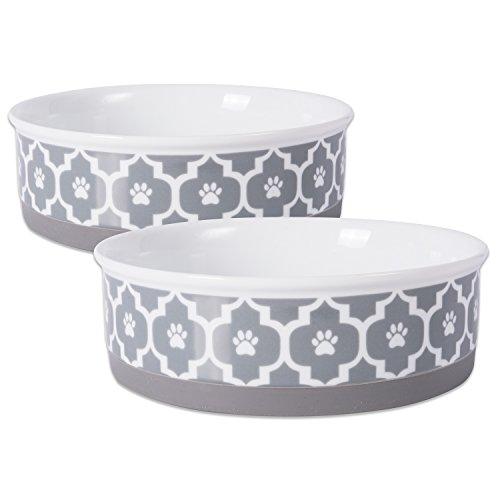 Lattice Ceramic Set of 2 Bowls with Non-Skid Silicone Rim