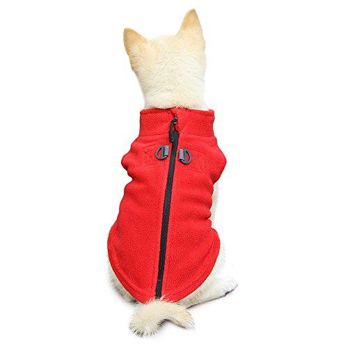Zip Up Fleece Vest with Leash Ring - Small Dogs
