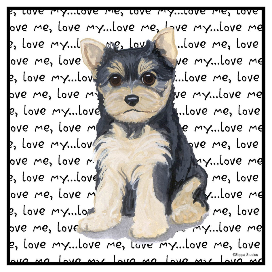 Yorkshire Terrier Puppy Love Text - Adult Unisex Hoodie Sweatshirt