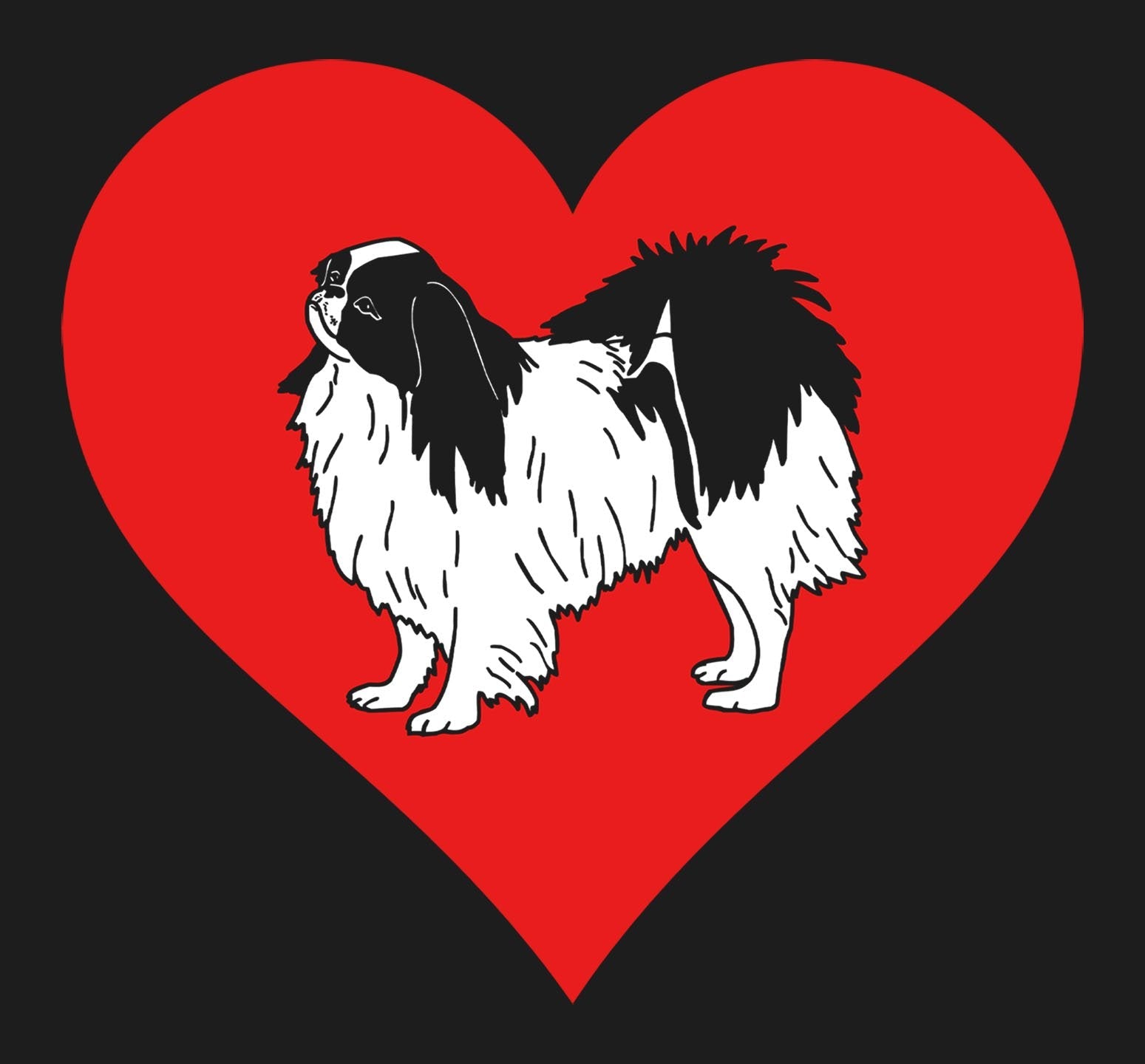 Japanese Chin on Heart Left Chest - Full-Zip Hoodie Sweatshirt