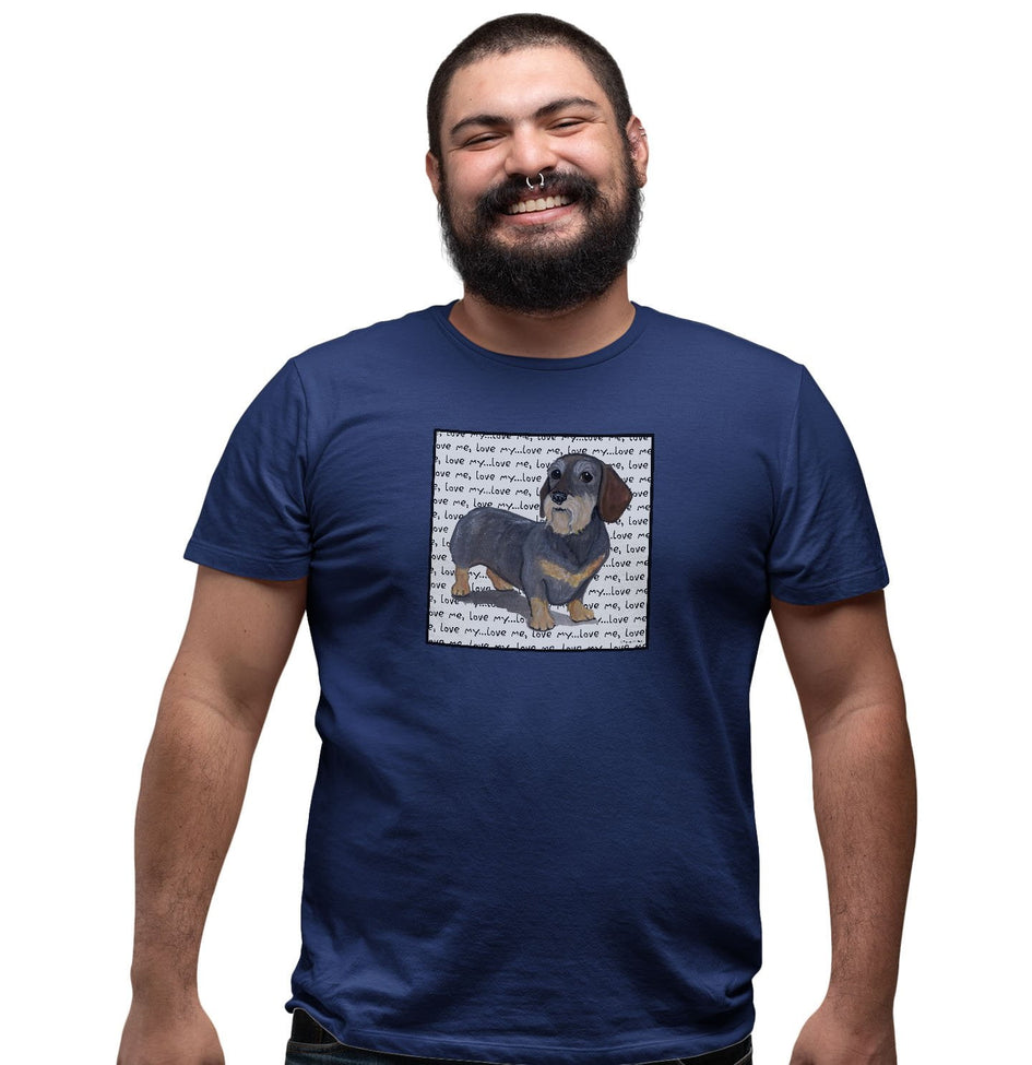 Wirehaired Dachshund Love Text - Adult Unisex T-Shirt