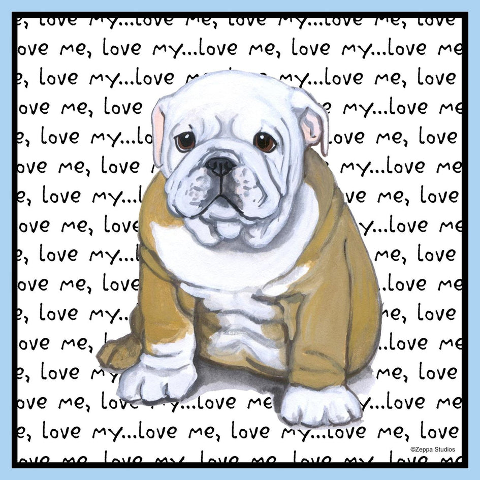 Bulldog Puppy Love Text - Adult Unisex T-Shirt