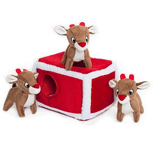 Holiday Burrow, Interactive Squeaky Hide and Seek Plush Dog Toy