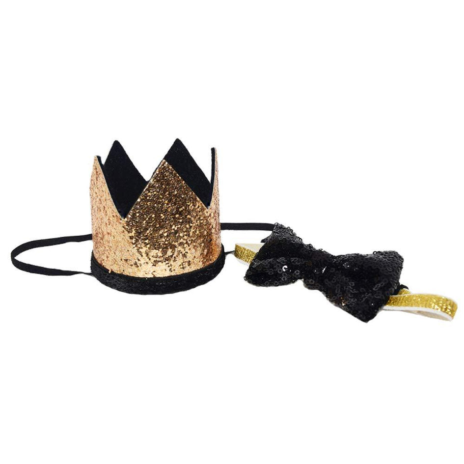 Crown Hat and Bow-Tie Collar Set for Dogs