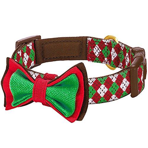 Christmas Dog Collar with Detachable Bow Tie