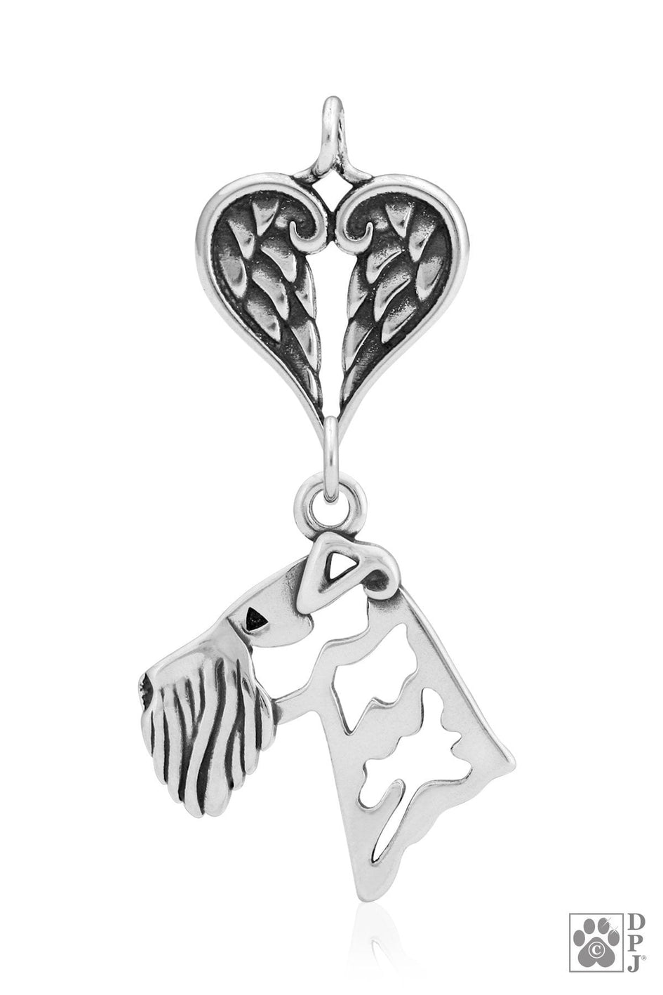 Airedale Terrier, Head, with Engravable Healing Angels Pendant