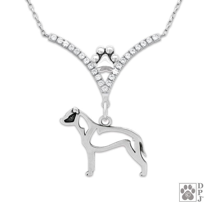 American Staffordshire Terrier, Natural Ears  VIP CZ Necklace, Body