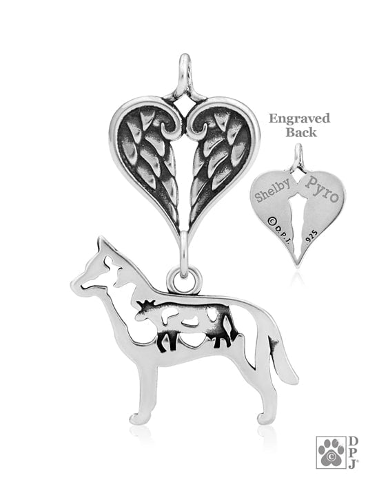 Australian Cattle Dog w/Cow, Body, with Engravable Healing Angels Pendant