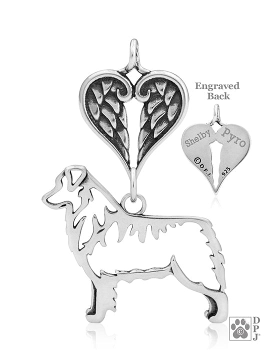 Australian Shepherd, Body, with Engravable Healing Angels Pendant