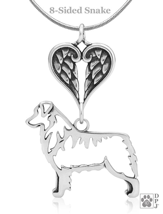 Australian Shepherd, Body, with Engravable Healing Angels Pendant