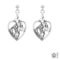 Australian Shepherd in Heart, Sterling Silver Earrings