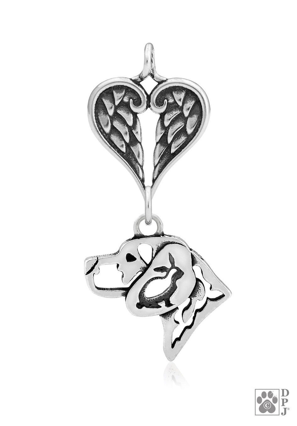 Beagle w/Bunny, Head, with Engravable Healing Angels Pendant