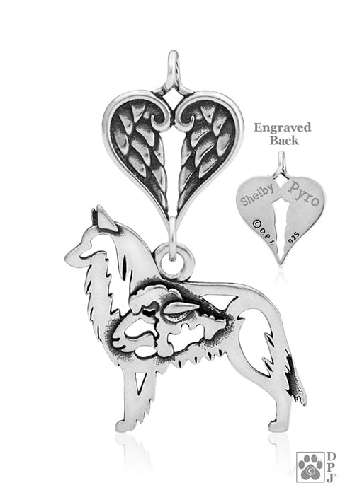 Belgian Tervuren, w/Sheep, Body, with Engravable Healing Angels Pendant