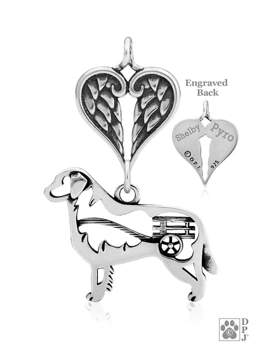 Bernese Mountain Dog w/Cart, Body, with Engravable Healing Angels Pendant