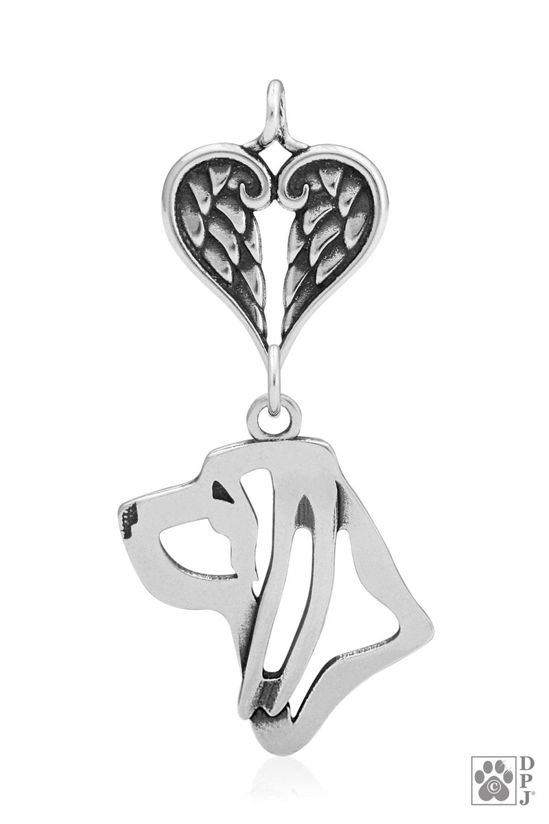 Bloodhound, Head, with Engravable Healing Angels Pendant