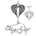 Border Collie Small Crouch, Body, with Engravable Healing Angels Pendant