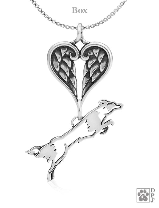 Border Collie, Flying, with Engravable Healing Angels Pendant