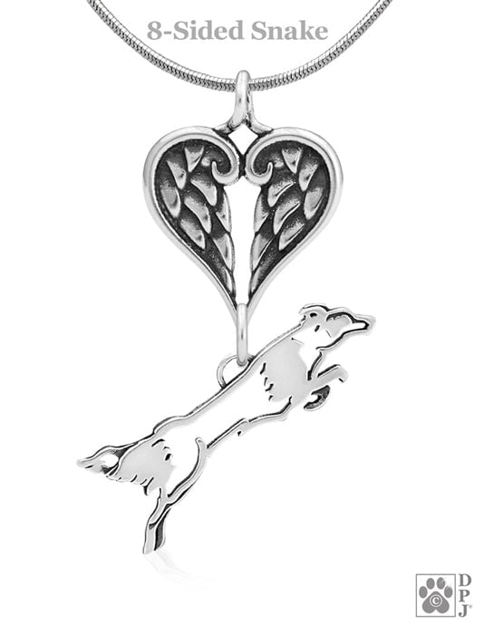 Border Collie, Flying, with Engravable Healing Angels Pendant