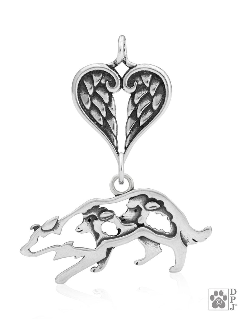 Border Collie Crouch w/Sheep, Body, with Engravable Healing Angels Pendant