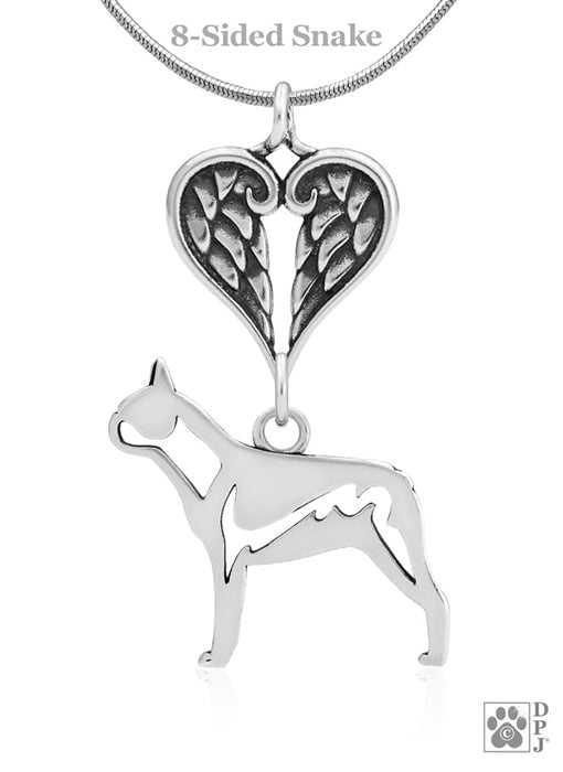 Boston Terrier, Body, with Engravable Healing Angels Pendant