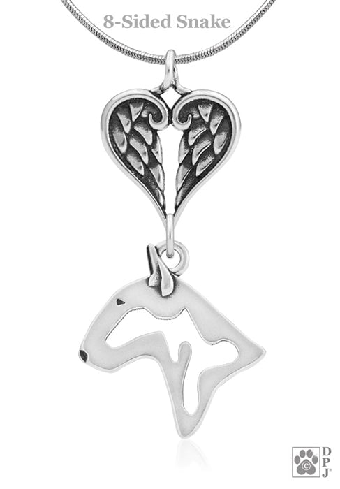 Bull Terrier, Head, with Engravable Healing Angels Pendant