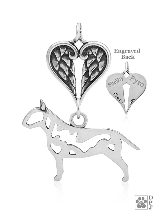 Bull Terrier, Body, with Engravable Healing Angels Pendant