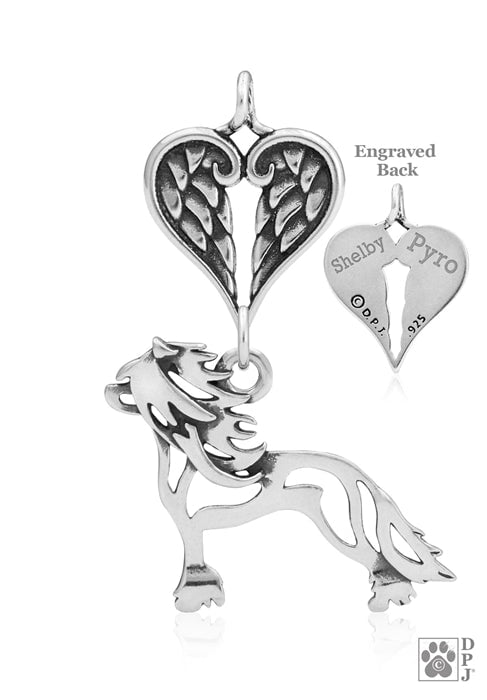 Chinese Crested Hairless, Body, with Engravable Healing Angels Pendant