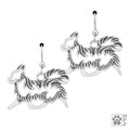 Chihuahua Longhaired Gaiting Body,  Sterling Silver Earrings
