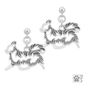 Chihuahua Longhaired Gaiting Body,  Sterling Silver Earrings