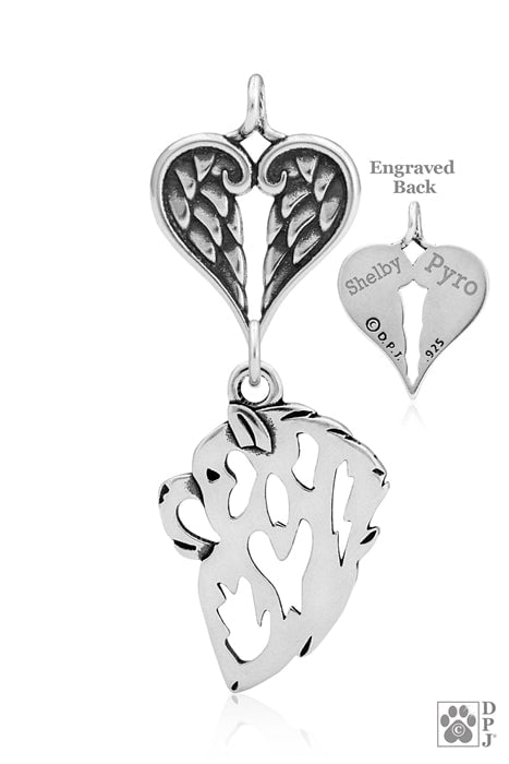 Chow Chow, Head, with Engravable Healing Angels Pendant
