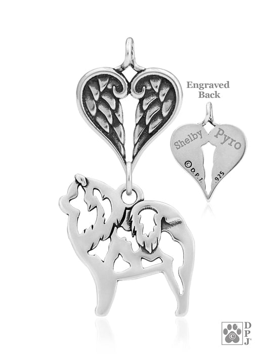Chow Chow, Body, with Engravable Healing Angels Pendant